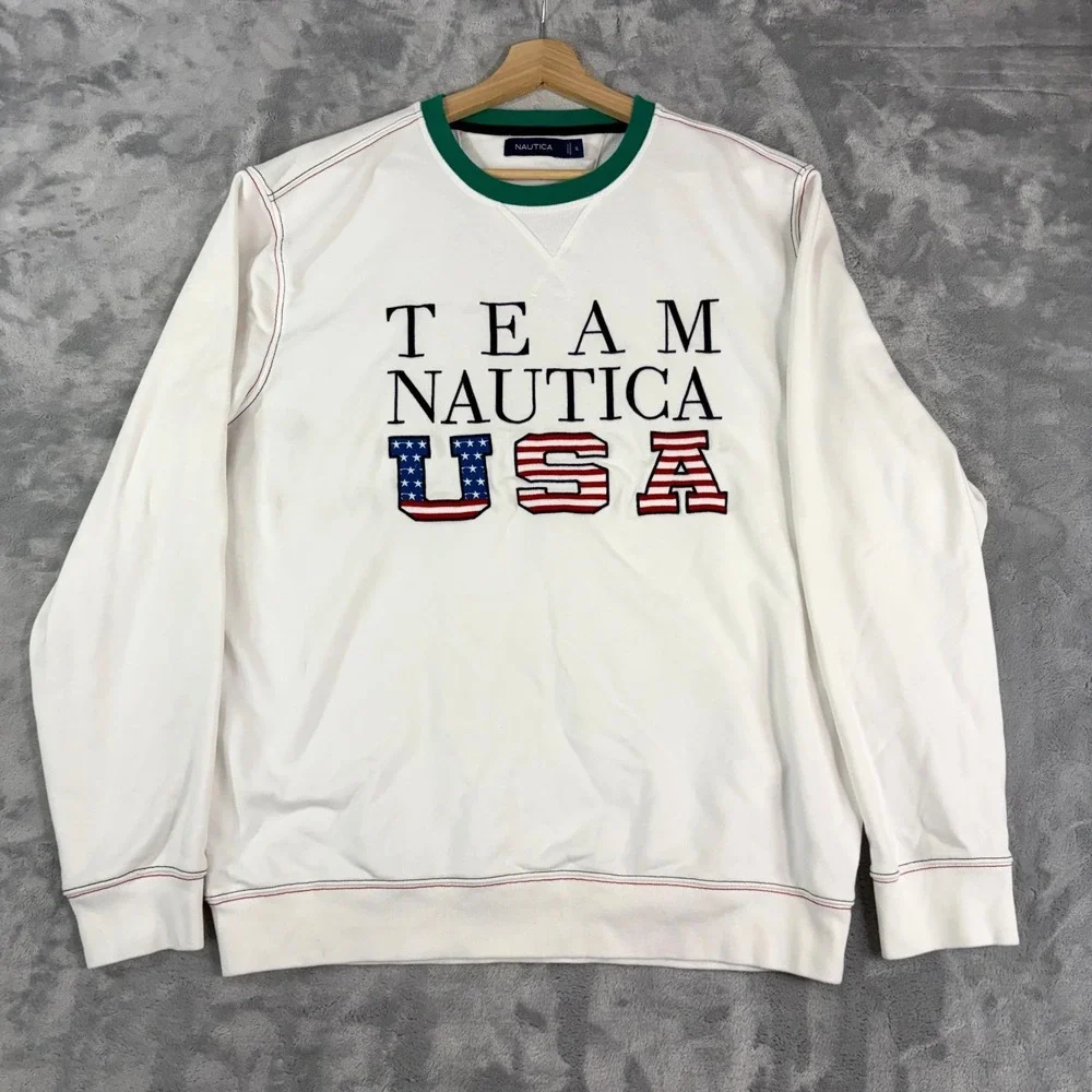Vintage Team Nautica USA Crewneck Sweatshirt American Mens XL Preppy Yacht Club